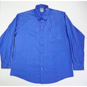 Cinch Size Large Mens Blue Embroidered Pocket Logo Button Down Cotton Shirt